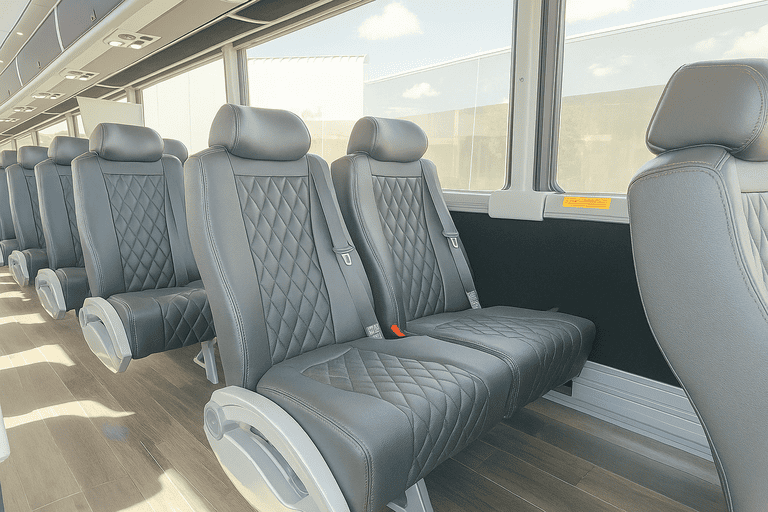 interior of Bus Rental Company Ann Arbor charter bus